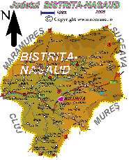 Harta judetului Bistrita-Nasaud